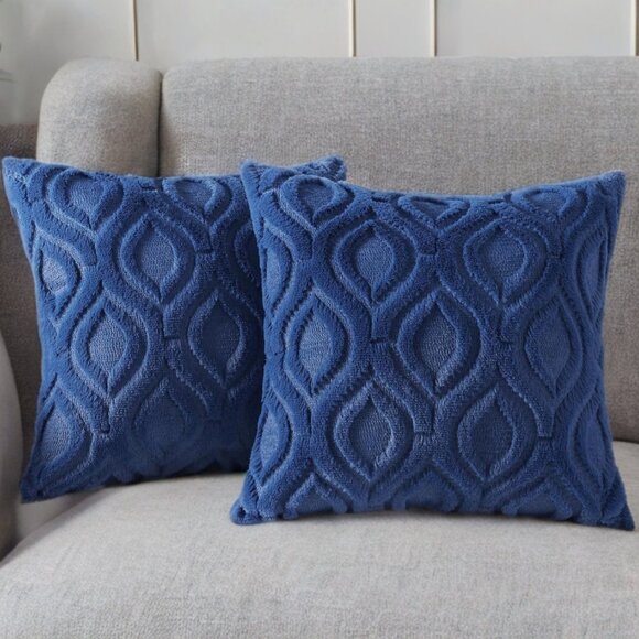 Decorative Pillow Covers Set Boho Blue Soft Accent Couch Cottage Decor 20x20 - Picture 7 of 7